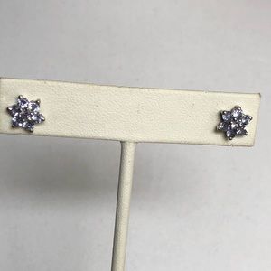 Tanzanite Gemstones (1.25 cts) Flower Design in  Platinum Studs